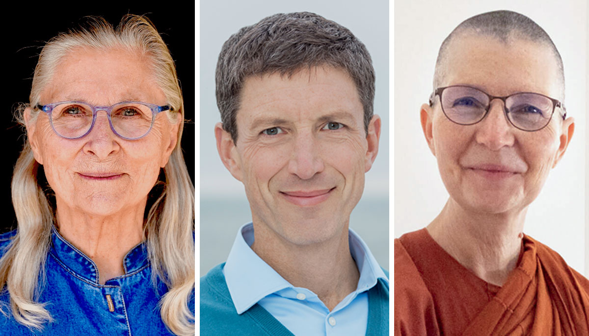 Left to right: Roshi Joan Halifax, Ari Goldfield, Rev. Konin Dhammadipa Cardenas