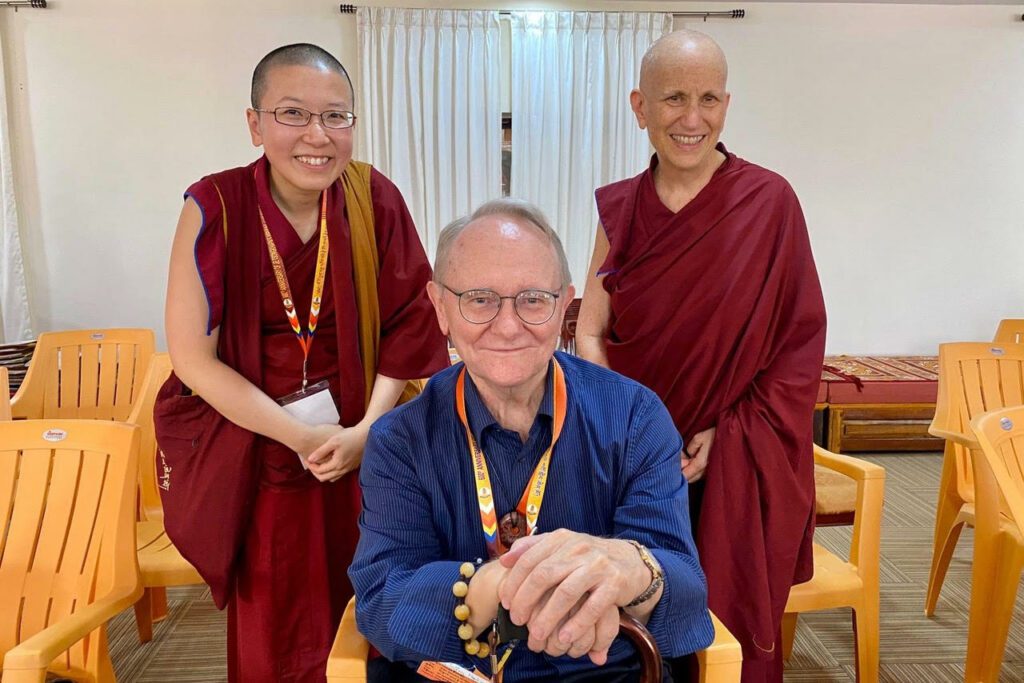 Late translator Jeffrey Hopkins with two colleagues.