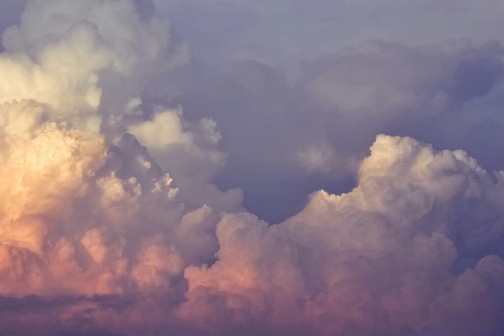 Purple clouds during sunset.