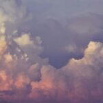 Purple clouds during sunset.